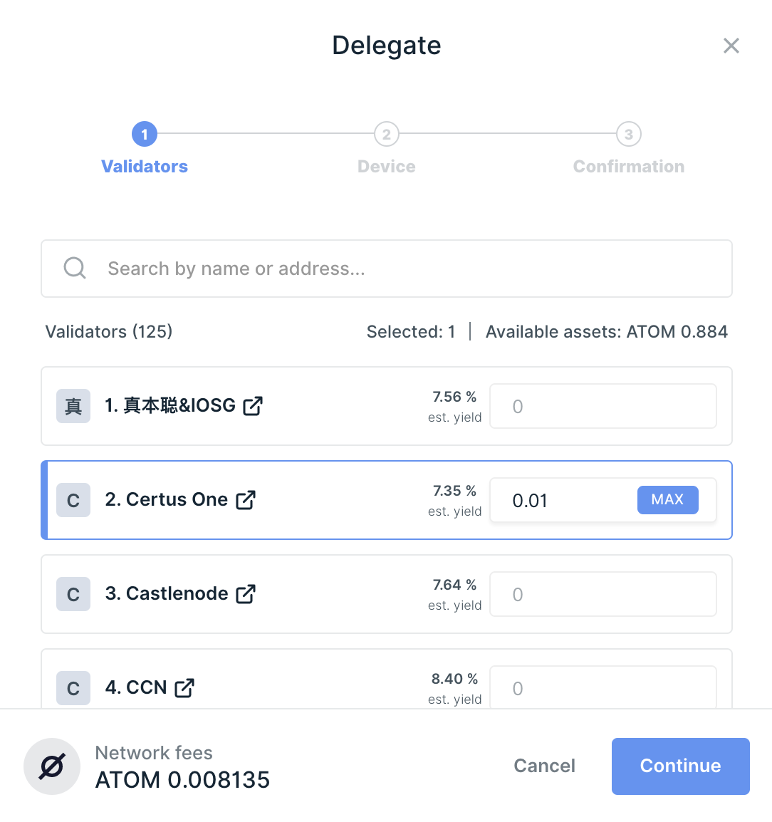 delegate ledger atom