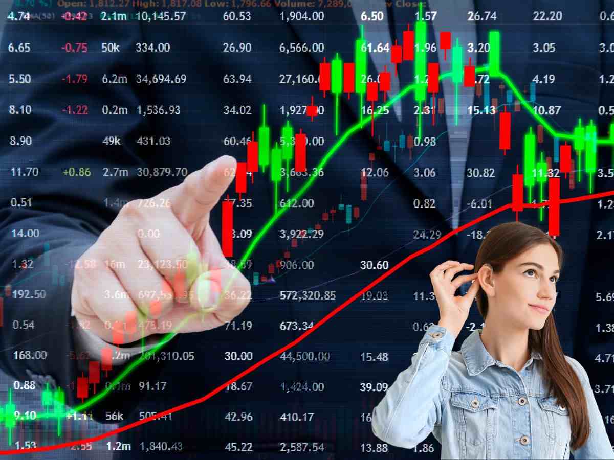 grafico borsa donna con apparecchio acustico