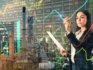 donna grafico borsa raffineria