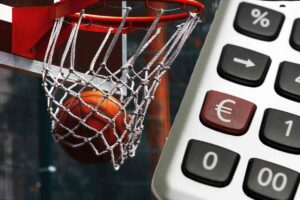 Calcolatrice e canestro basket