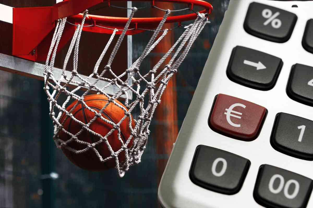 Calcolatrice e canestro basket