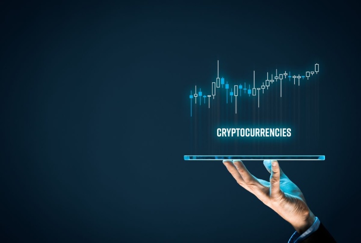 Grafico e scritta criptocurriences