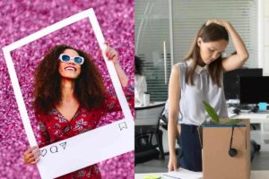 Ragazza sorridente e ragazza licenziata