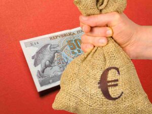 sfondo lire e sacco con simbolo euro
