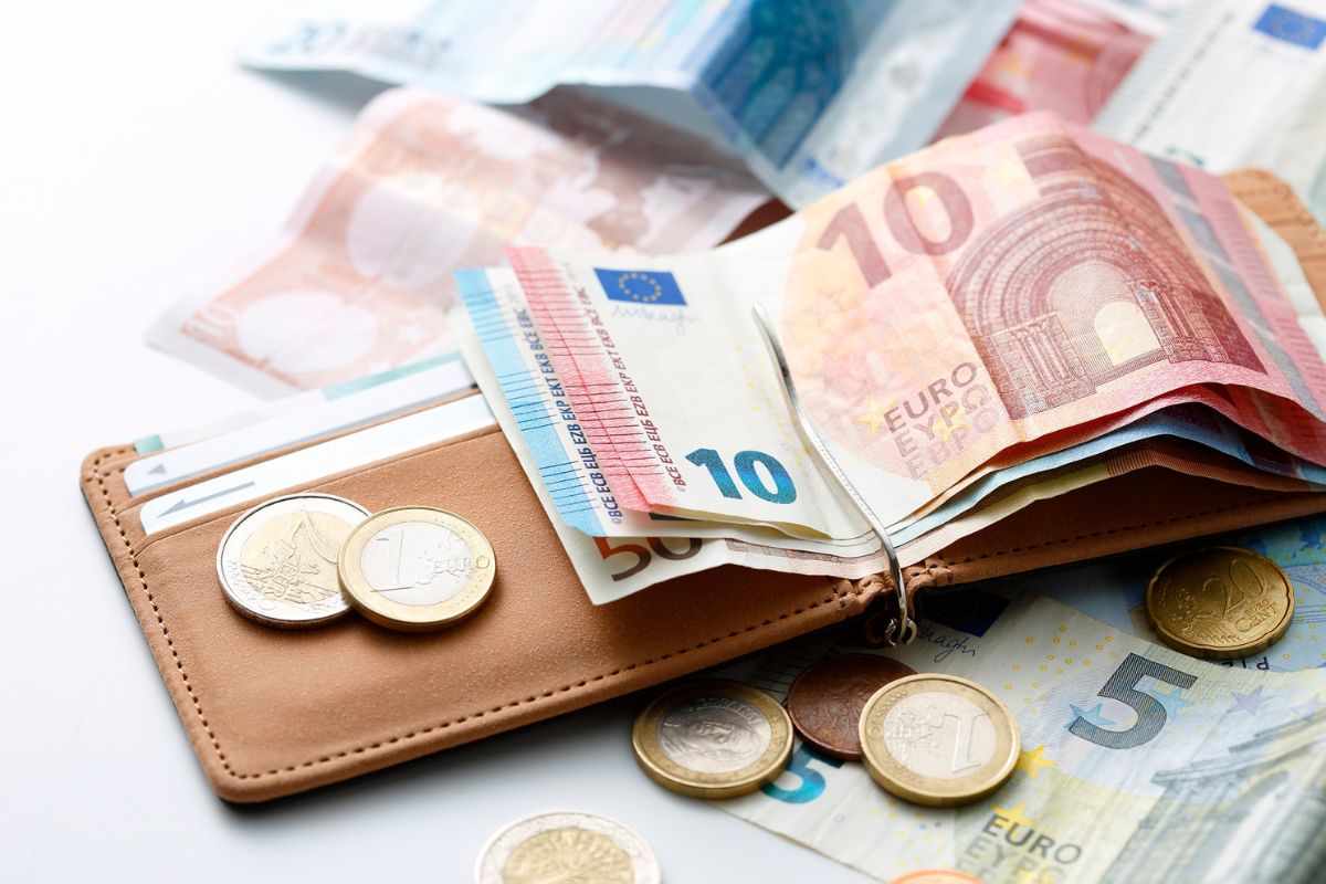 portafoglio con banconote e monete