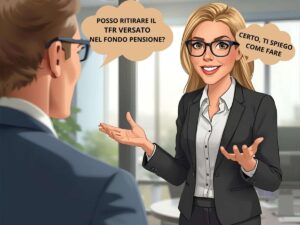 fumetto con donna che spiega ad uomo cosa fare