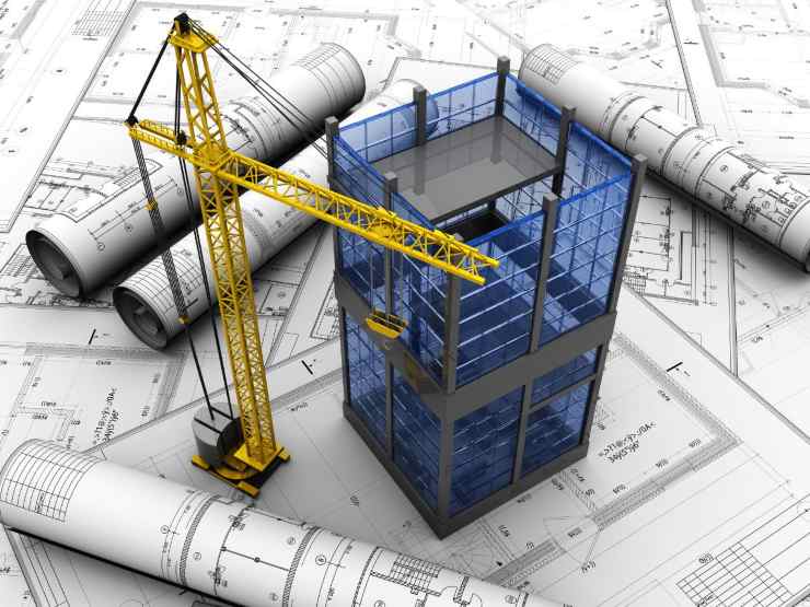 disegni tecnici e modellino gru